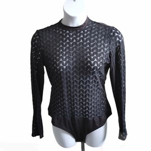NWOT Junior Plus Black Stretchy See-thru Bodysuit